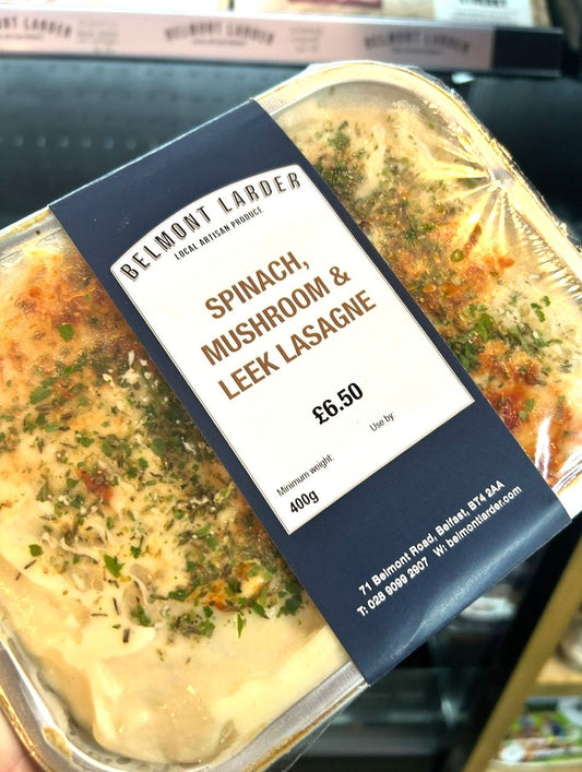 Spinach, mushroom & leek lasagne